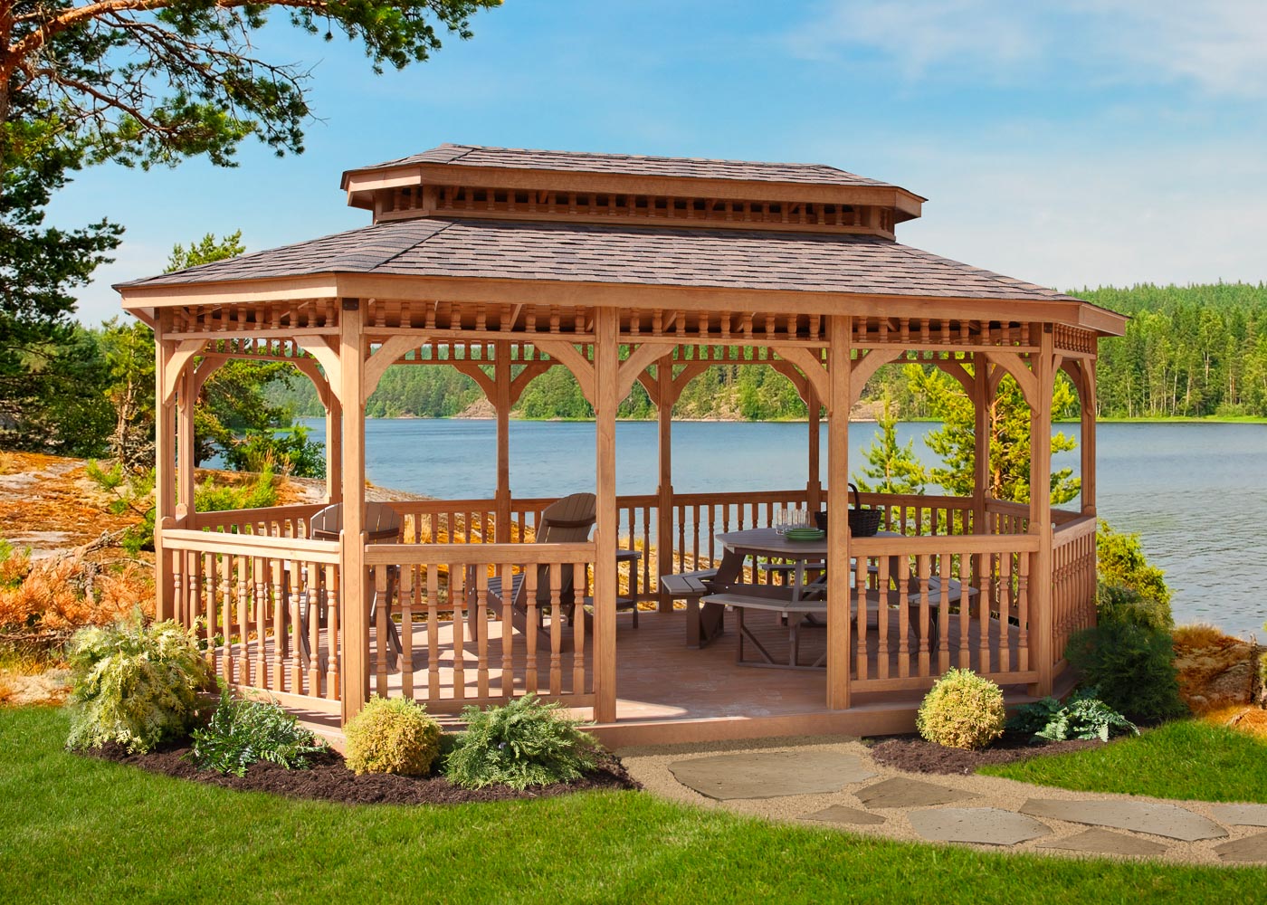 Wood Oblong Gazebo - Image 2